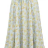 Cora Soft Blue Vintage Floral Print Cotton Midi Skirt Cora Soft Blue Vintage Floral Print Cotton Midi Skirt