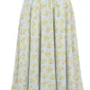 Cora Soft Blue Vintage Floral Print Cotton Midi Skirt Cora Soft Blue Vintage Floral Print Cotton Midi Skirt