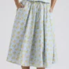 Cora Soft Blue Vintage Floral Print Cotton Midi Skirt Cora Soft Blue Vintage Floral Print Cotton Midi Skirt