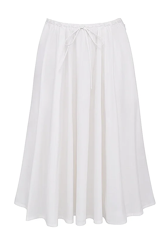 Cora White Gathered Midi Skirt Cora White Gathered Midi Skirt