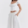 Cora White Gathered Midi Skirt Cora White Gathered Midi Skirt
