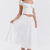 Cora White Gathered Midi Skirt Cora White Gathered Midi Skirt