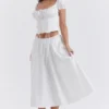 Cora White Gathered Midi Skirt Cora White Gathered Midi Skirt