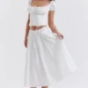 Cora White Gathered Midi Skirt Cora White Gathered Midi Skirt