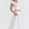 Cora White Gathered Midi Skirt Cora White Gathered Midi Skirt