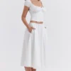 Cora White Gathered Midi Skirt Cora White Gathered Midi Skirt