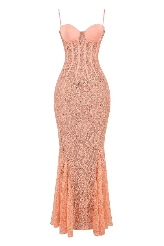 Cordelia Sorbet Lace Godet Maxi Dress Cordelia Sorbet Lace Godet Maxi Dress