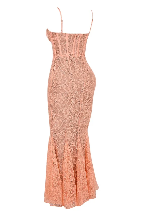 Cordelia Sorbet Lace Godet Maxi Dress Cordelia Sorbet Lace Godet Maxi Dress