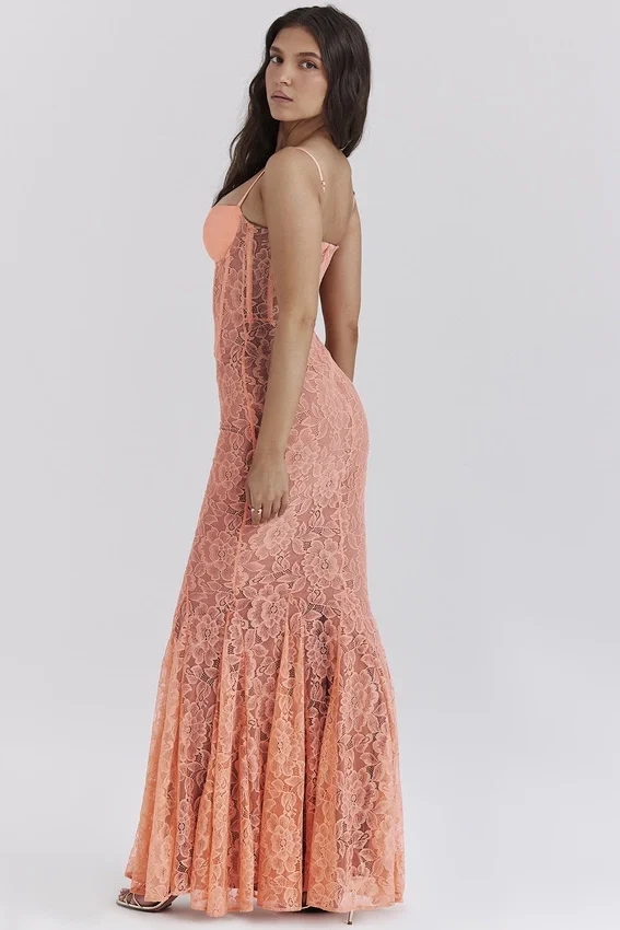 Cordelia Sorbet Lace Godet Maxi Dress Cordelia Sorbet Lace Godet Maxi Dress