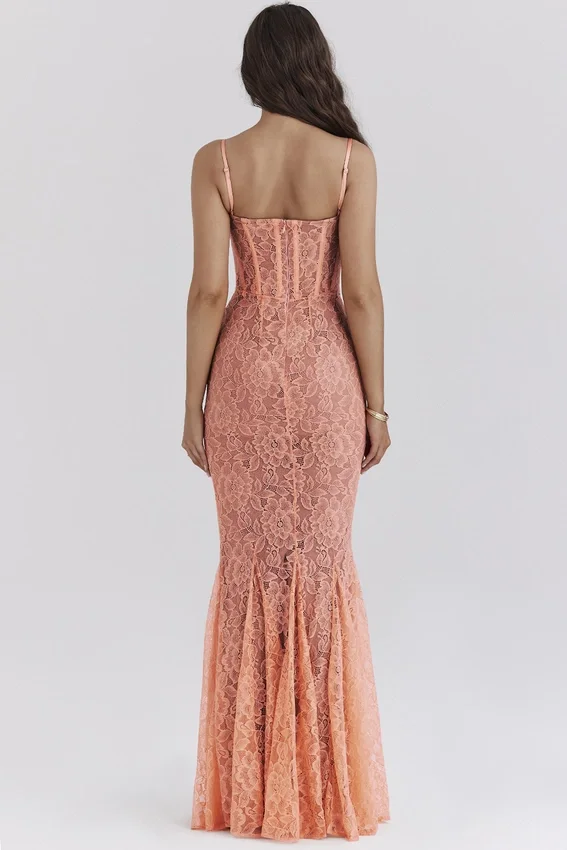 Cordelia Sorbet Lace Godet Maxi Dress Cordelia Sorbet Lace Godet Maxi Dress