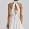 Cosette White Broderie Anglais + Cotton Halter Neck Mini Dress Cosette White Broderie Anglais + Cotton Halter Neck Mini Dress