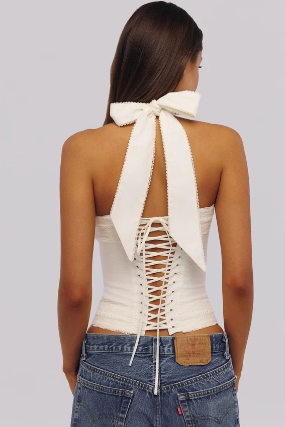 Cosette White Halter Neck Cotton Top Cosette White Halter Neck Cotton Top