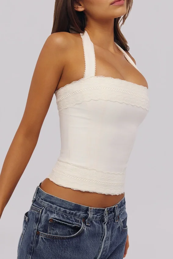 Cosette White Halter Neck Cotton Top Cosette White Halter Neck Cotton Top