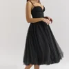 Countess Black Tulle Ruched Bodice Midi Dress Countess Black Tulle Ruched Bodice Midi Dress