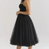Countess Black Tulle Ruched Bodice Midi Dress Countess Black Tulle Ruched Bodice Midi Dress