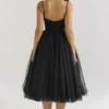 Countess Black Tulle Ruched Bodice Midi Dress Countess Black Tulle Ruched Bodice Midi Dress