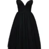 Countess Black Tulle Ruched Bodice Midi Dress Countess Black Tulle Ruched Bodice Midi Dress
