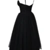 Countess Black Tulle Ruched Bodice Midi Dress Countess Black Tulle Ruched Bodice Midi Dress