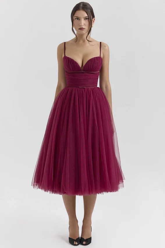 Countess Cabernet Tulle Midi Dress Countess Cabernet Tulle Midi Dress
