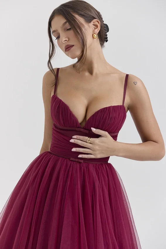 Countess Cabernet Tulle Midi Dress Countess Cabernet Tulle Midi Dress