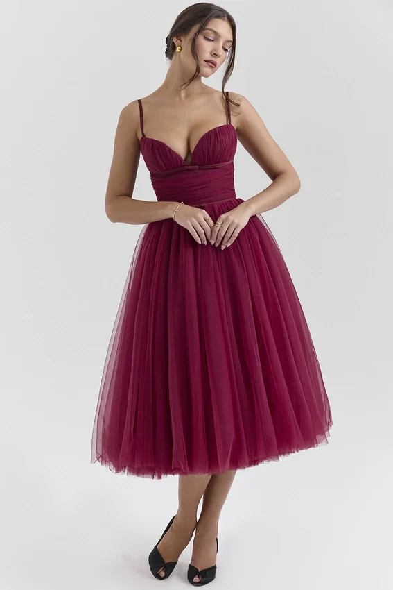 Countess Cabernet Tulle Midi Dress Countess Cabernet Tulle Midi Dress