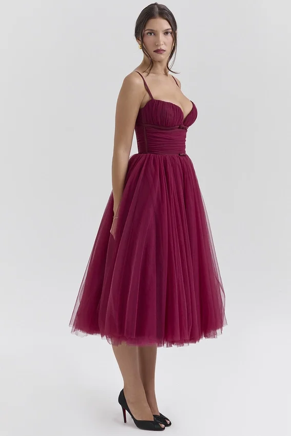 Countess Cabernet Tulle Midi Dress Countess Cabernet Tulle Midi Dress