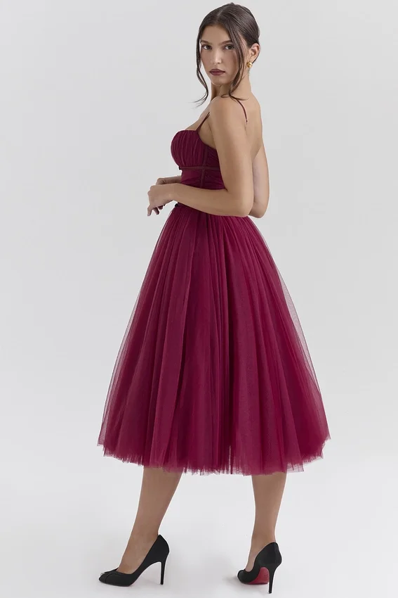 Countess Cabernet Tulle Midi Dress Countess Cabernet Tulle Midi Dress