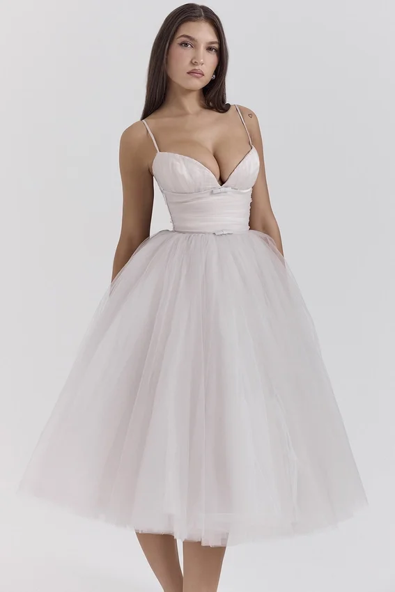Countess French Dove Tulle Midi Dress Countess French Dove Tulle Midi Dress