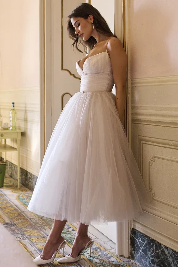 Countess French Dove Tulle Midi Dress Countess French Dove Tulle Midi Dress