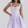 Cupid Orchid Pleated Cotton Mini Dress Cupid Orchid Pleated Cotton Mini Dress