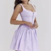 Cupid Orchid Pleated Cotton Mini Dress Cupid Orchid Pleated Cotton Mini Dress