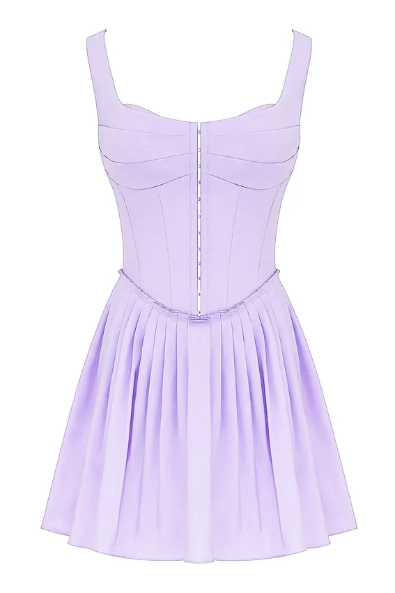 Cupid Orchid Pleated Cotton Mini Dress Cupid Orchid Pleated Cotton Mini Dress