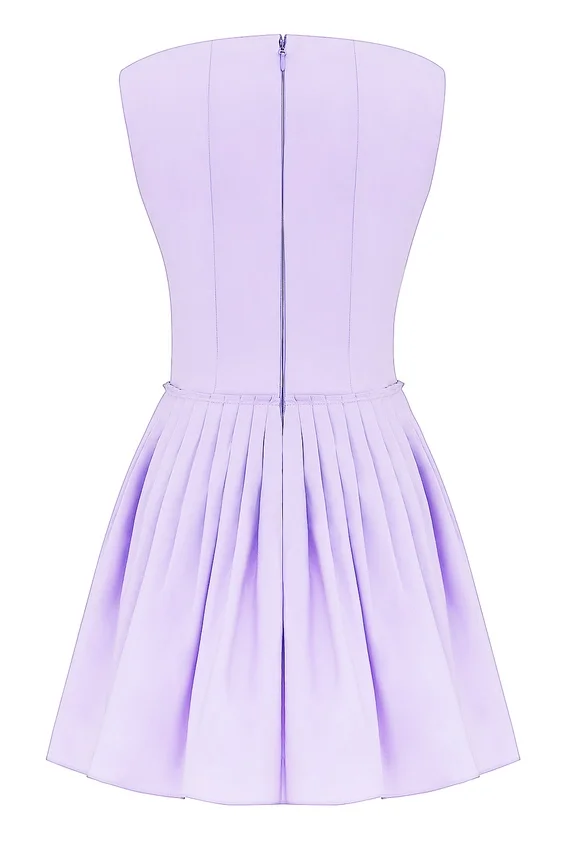 Cupid Orchid Pleated Cotton Mini Dress Cupid Orchid Pleated Cotton Mini Dress