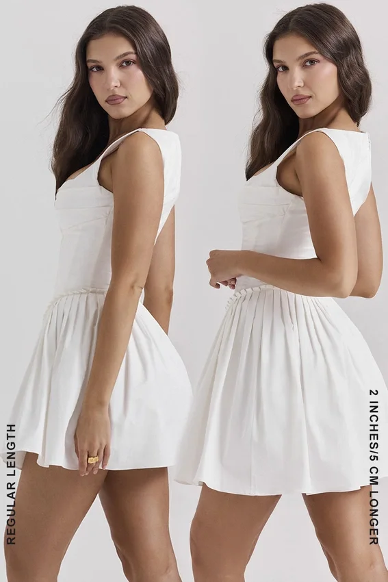 Cupid White Pleated Mini Dress Cupid White Pleated Mini Dress