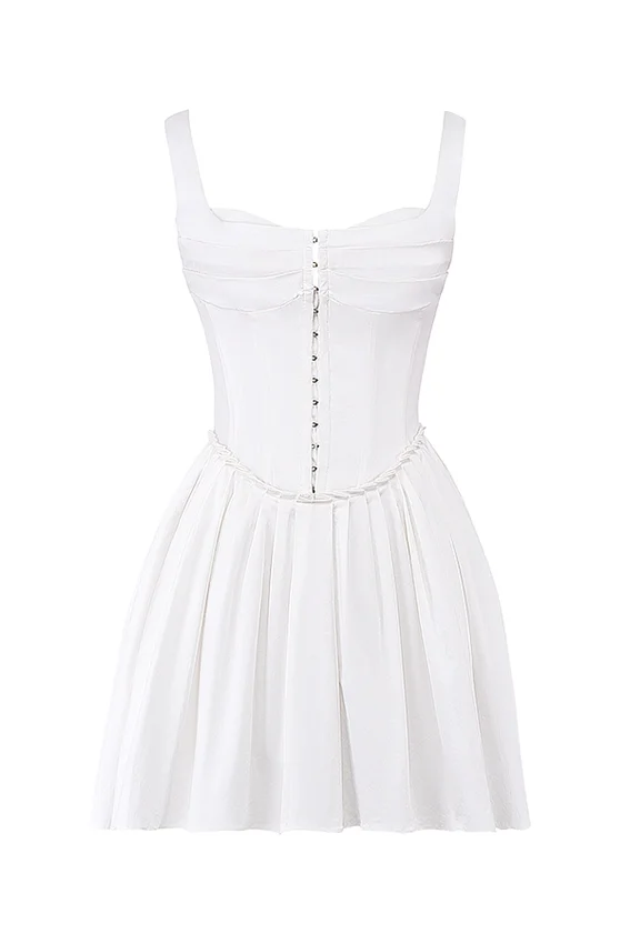 Cupid White Pleated Mini Dress Cupid White Pleated Mini Dress