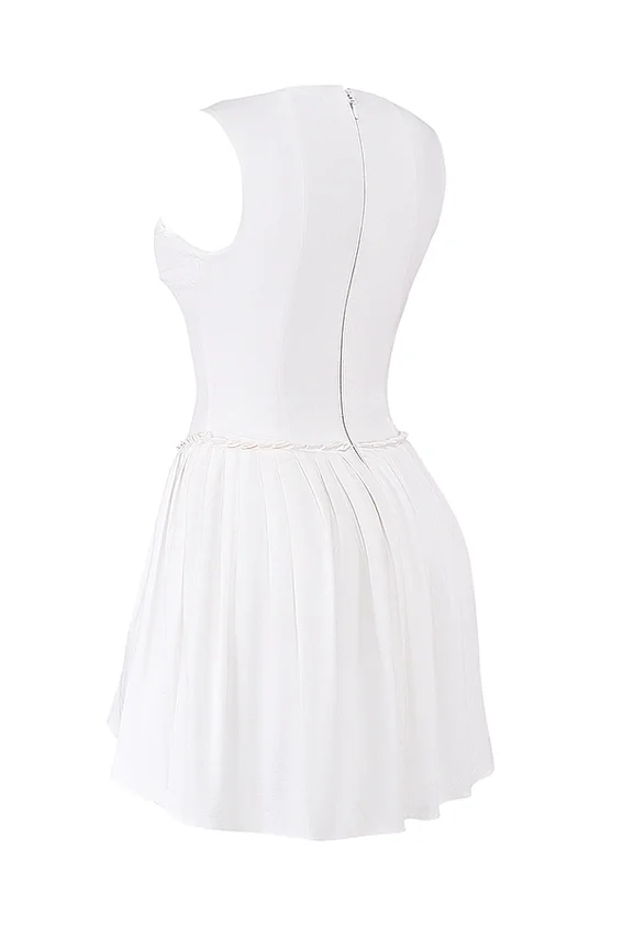 Cupid White Pleated Mini Dress Cupid White Pleated Mini Dress