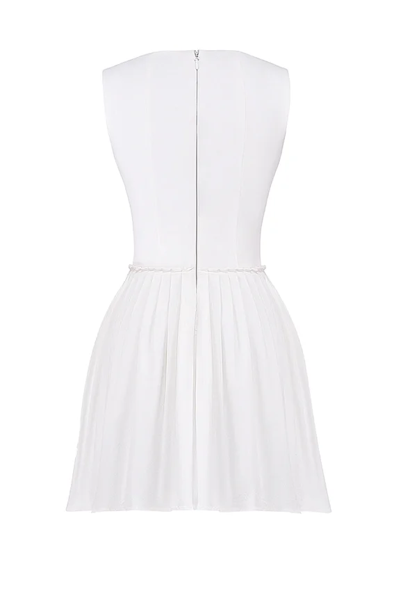 Cupid White Pleated Mini Dress Cupid White Pleated Mini Dress