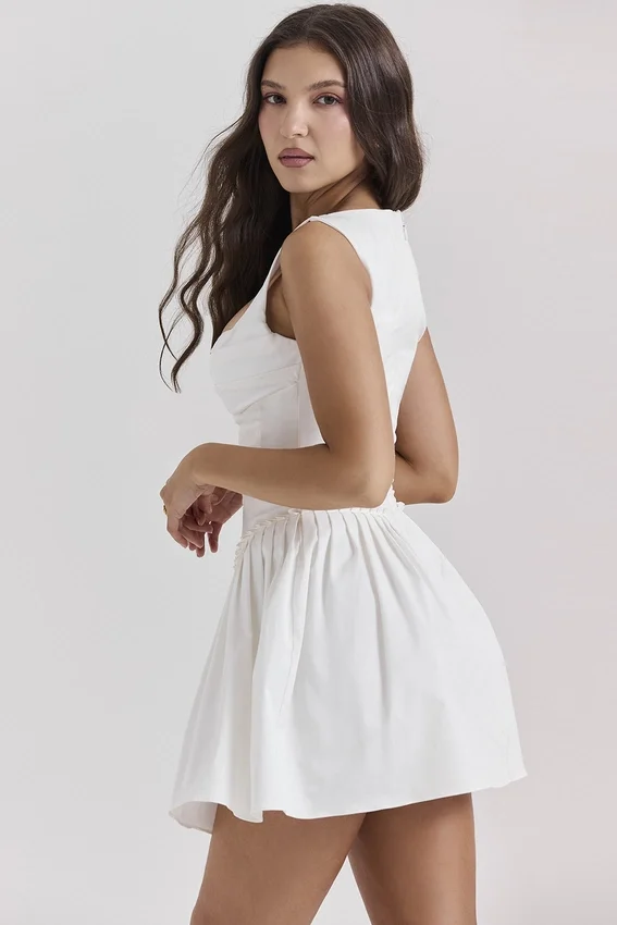 Cupid White Pleated Mini Dress Cupid White Pleated Mini Dress