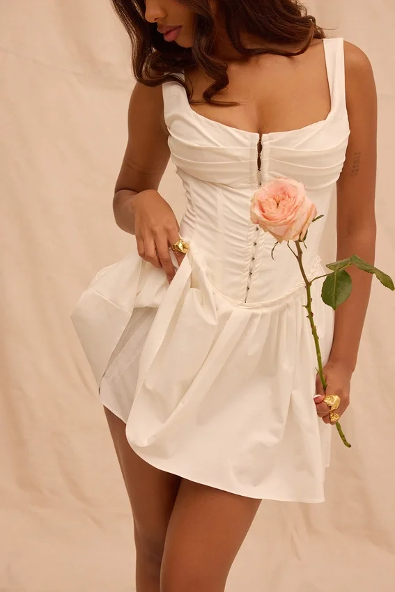 Cupid White Pleated Mini Dress Cupid White Pleated Mini Dress