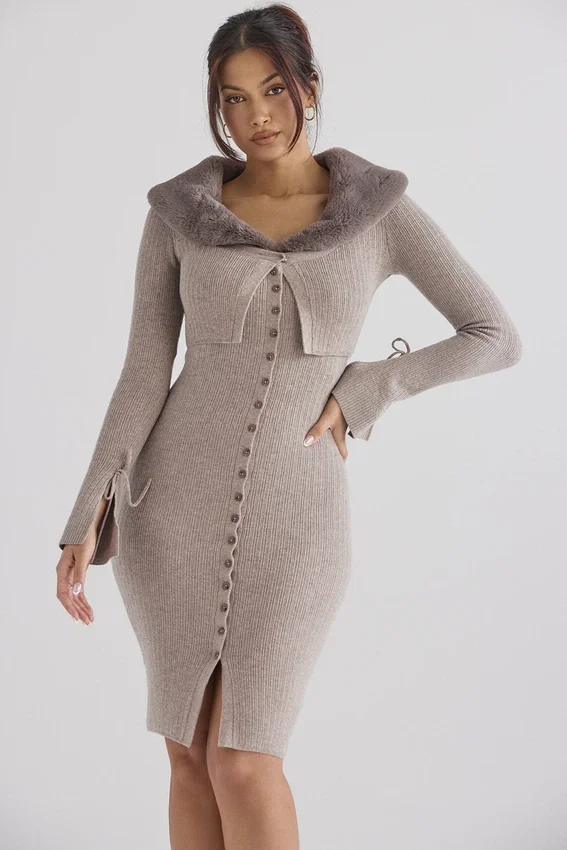 Dahlia Beige Cashmere Cardigan Dahlia Beige Cashmere Cardigan