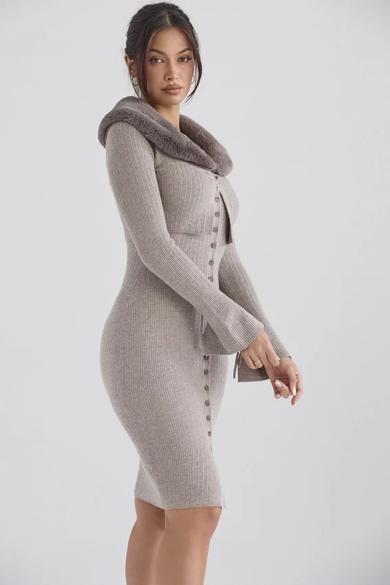 Dahlia Beige Cashmere Cardigan Dahlia Beige Cashmere Cardigan