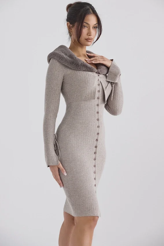 Dahlia Beige Cashmere Cardigan Dahlia Beige Cashmere Cardigan
