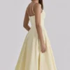 Dahlia Lemon Cotton Princess Cut Midi Sundress Dahlia Lemon Cotton Princess Cut Midi Sundress
