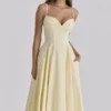Dahlia Lemon Cotton Princess Cut Midi Sundress Dahlia Lemon Cotton Princess Cut Midi Sundress