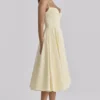 Dahlia Lemon Cotton Princess Cut Midi Sundress Dahlia Lemon Cotton Princess Cut Midi Sundress