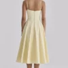 Dahlia Lemon Cotton Princess Cut Midi Sundress Dahlia Lemon Cotton Princess Cut Midi Sundress