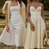 Dahlia Lemon Cotton Princess Cut Midi Sundress Dahlia Lemon Cotton Princess Cut Midi Sundress