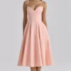Dahlia Peach Cotton Pleated Midi Sundress Dahlia Peach Cotton Pleated Midi Sundress