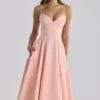 Dahlia Peach Cotton Pleated Midi Sundress Dahlia Peach Cotton Pleated Midi Sundress