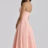 Dahlia Peach Cotton Pleated Midi Sundress Dahlia Peach Cotton Pleated Midi Sundress